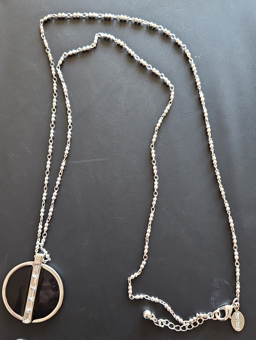 White House Black Market Silver-Tone Black Pendant  Necklace